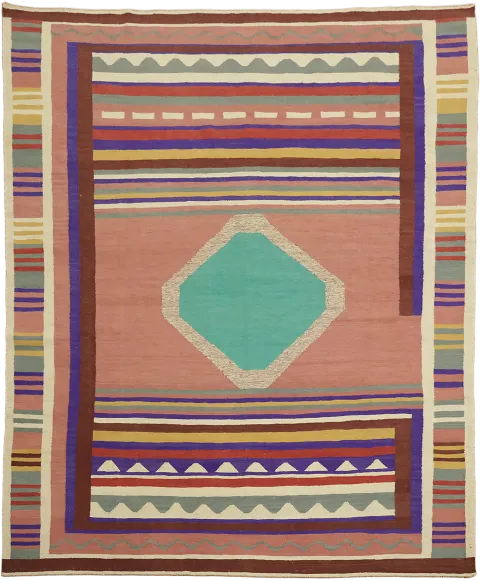 Artisan Crafted Southwestern Kilim Area Rug in Bright Hues 8x10
