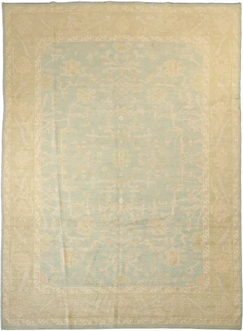 All Over Floral Muted Wool Oriental Oushak Turkish Area Rug 9x12