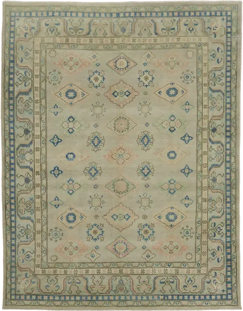 All Over Geometric Wool Kazak Oriental Area Rug 8x10