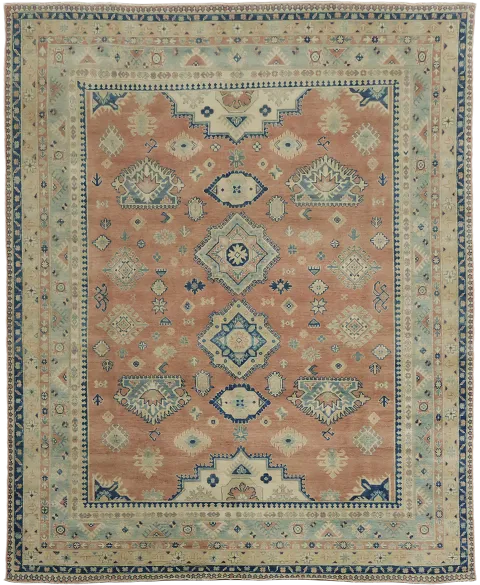 Geometric Wool Kazak Oriental Area Rug 8x10