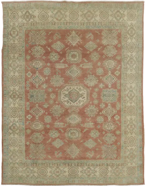 Traditional Geometric terra-cotta/rust Kazak Pakistani Wool Rug 8'x10'