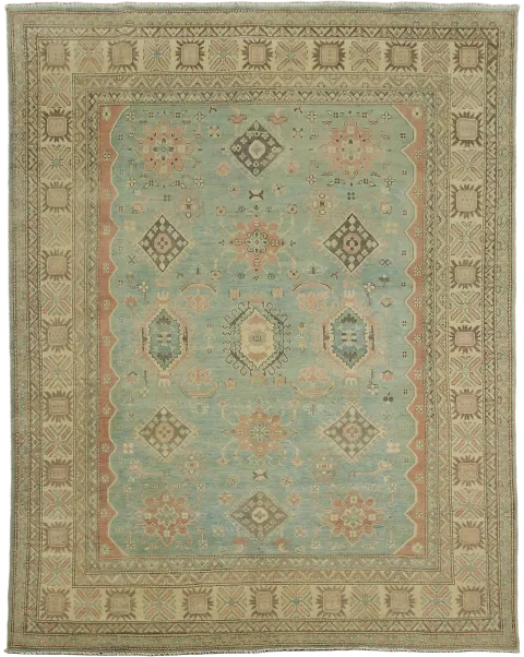 Light aqua/seafoam blue Subtle Color Kazak Pakistani Wool Rug 8x10