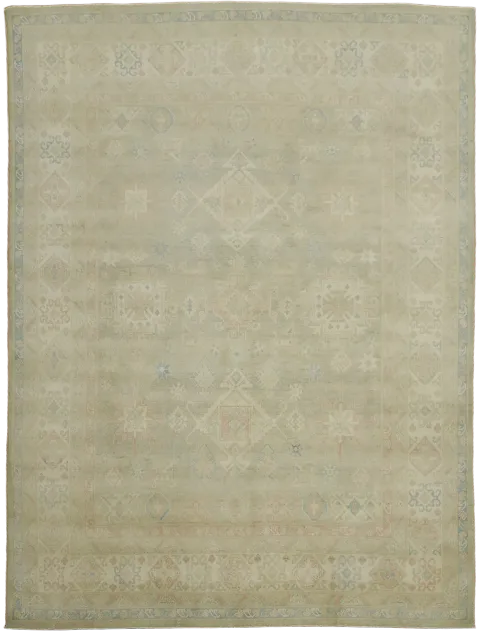 Muted Tones and Timeless Design in Classic Wool Oushak Turkish Rug 8x10