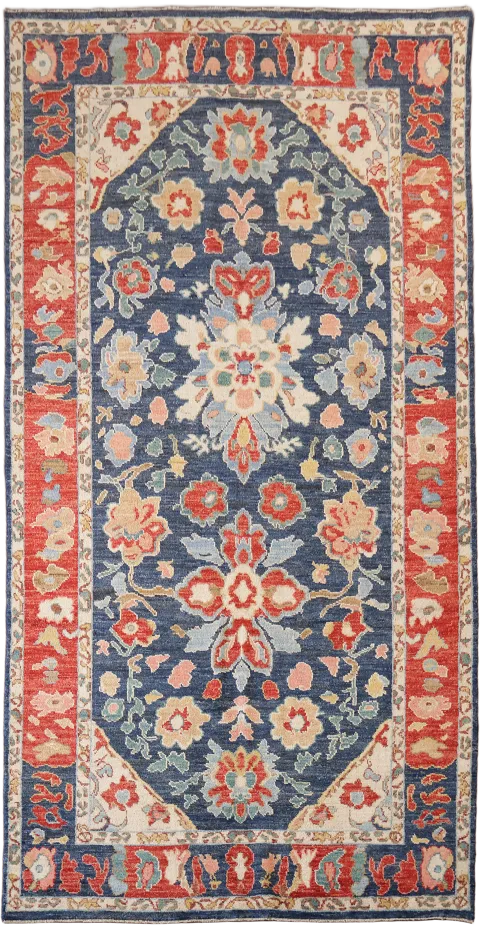 Elegant Classic Blue Wool Rug with Rich Floral Patterns and Timeless Appeal 5x10