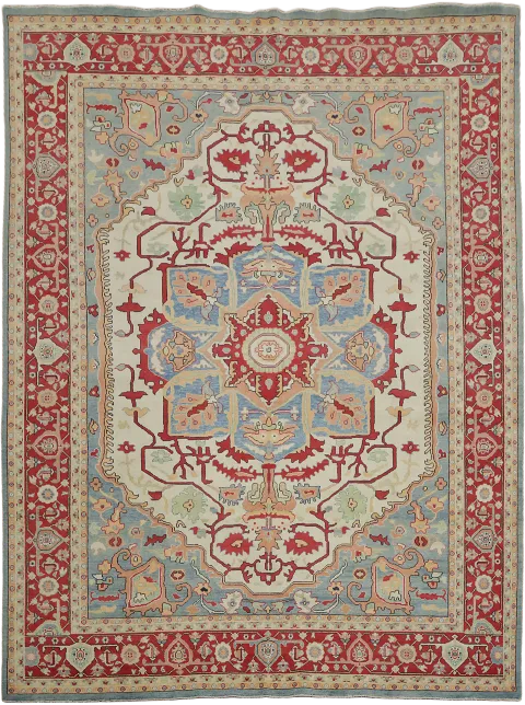 Geometric Top Quality Heriz Serapi Wool Area Rug 9x12