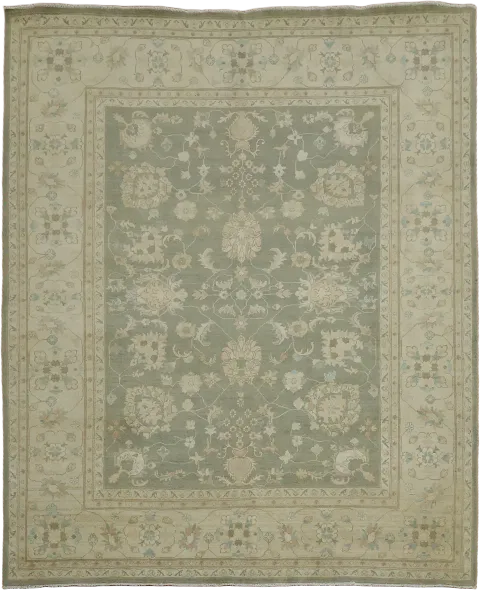 Elegant Pastel Muted Green Floral Kazak Pakistani Area Rug 8'x10'