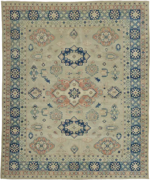Classic Area Rug Featuring Timeless Geometry and Floral Motifs 8x10