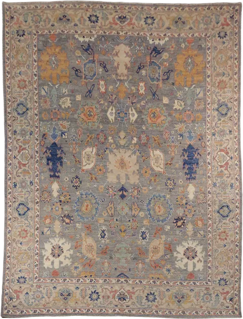 Stunning Vegetable Dye Wool Oushak Turkish Area Rug 9x12