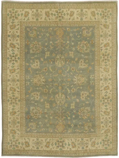 All-Over Floral Blue and Beige Kazak Handmade Rug for Living Room 8x10