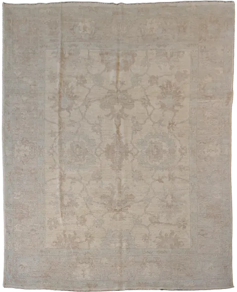 Timeless Muted Ivory Turkish Wool Rug for Sophisticated Interiors 8x10