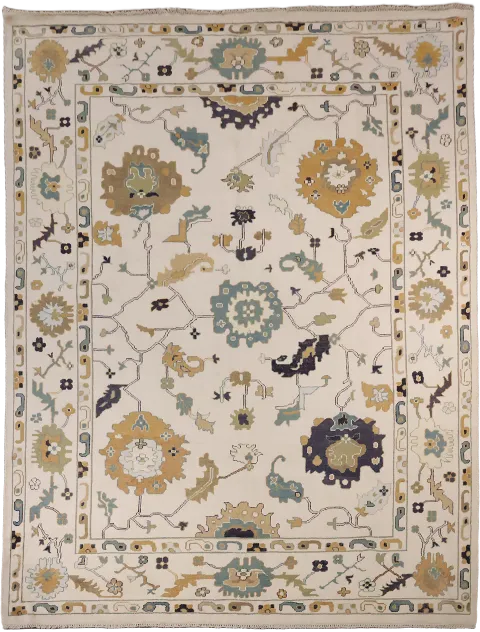 All Ove Wool Oushak Turkish Area Rug 9x12