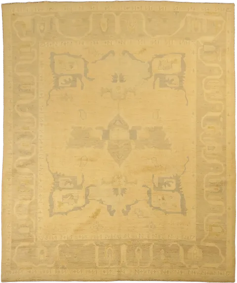 Geometric Muted Wool Oushak Turkish Area Rug 8x10