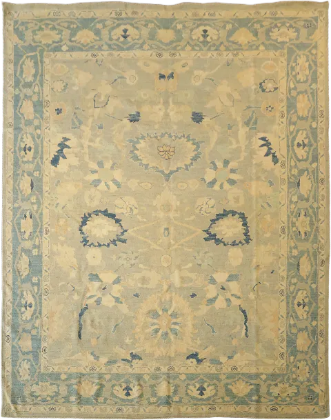 Decorative Top Quality Wool Grey Oushak Turkish Area Rug 9x12