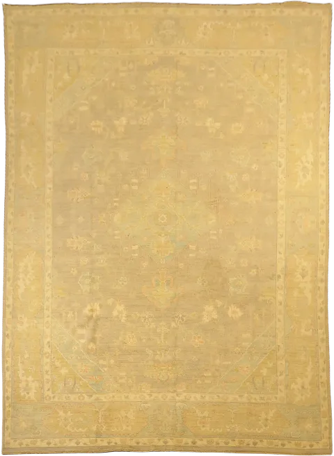 Must See! Muted Grey Vegetable Dye Wool Oushak Turkish Area Rug 9x12