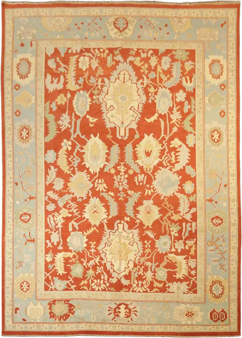 Outstanding! All Over Floral Oriental Wool Oushak Turkish Large Rug 10x14