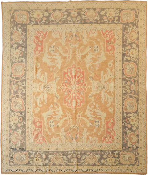 Outstanding Peach Color Oushak Turkish Wool Area Rug 9x10