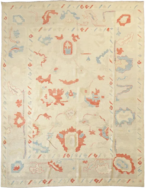 Decorative Vegetable Dye Wool Oushak Turkish Oriental Area Rug 9x12