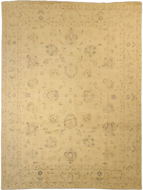 Muted Oriental All Over Floral Oushak Turkish Wool Area Rug 9x12