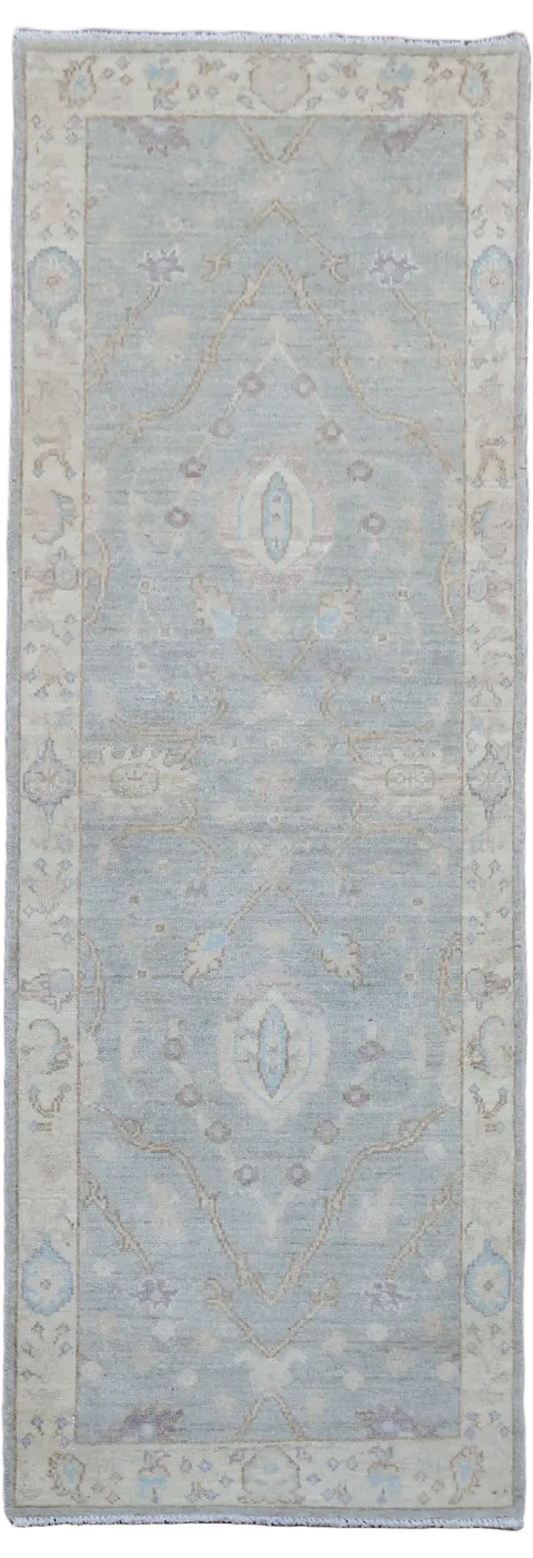 Oushak Turkish Runner Wool Rug 2x6