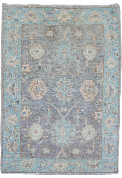 Vegetable Dye Wool Oushak Turkish Rug 2x3