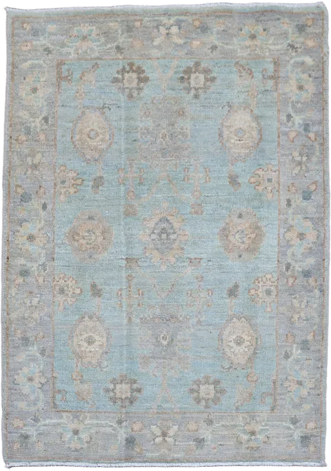 Green All Over Wool Oushak Turkish Rug 2x3