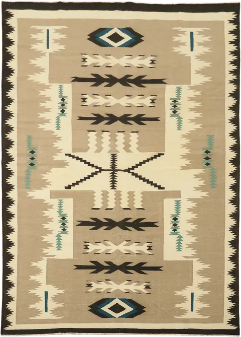 Southwestern Style Turkish Kilim Area Rug with Earthy Hues for Warm Ambience 9x13