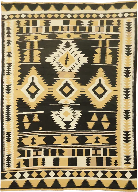 Intricately Woven Geometric Design Kilim Wool Rug 9x12