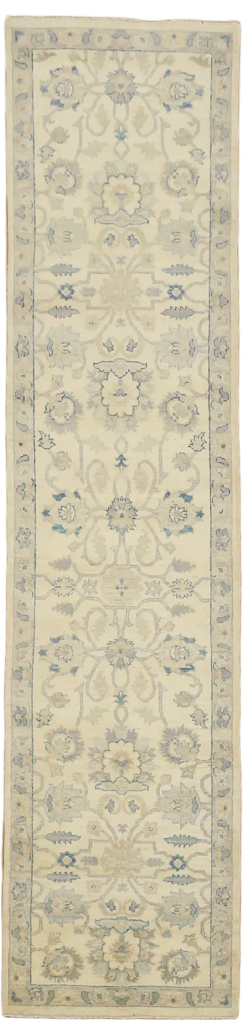 Vegetable Dye Muted Floral Wool Oushak Turkish Oriental Runner Rug 2x10