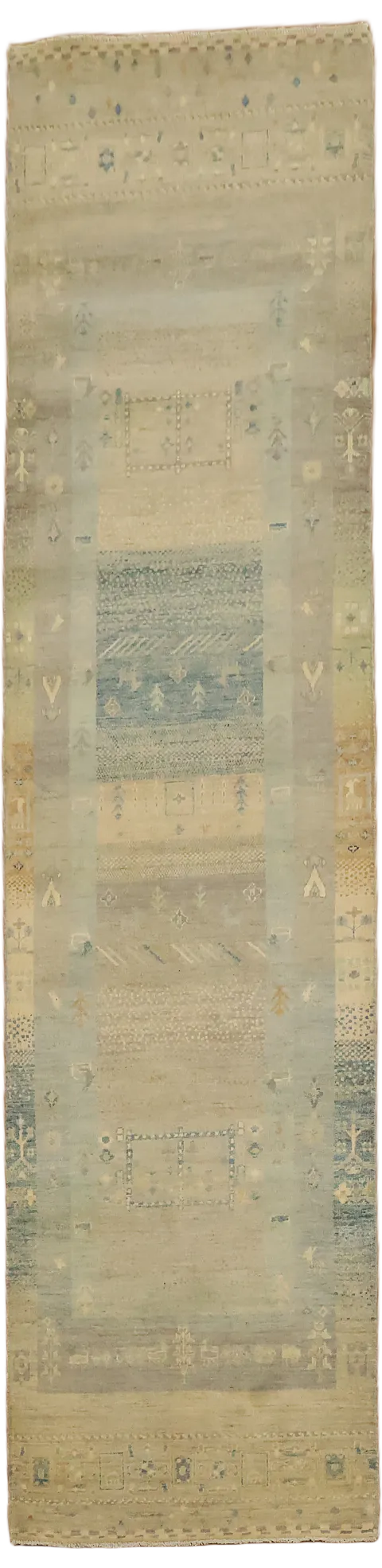 Antique Look Muted Wool Turkish Oushak Runner Rug 3x12
