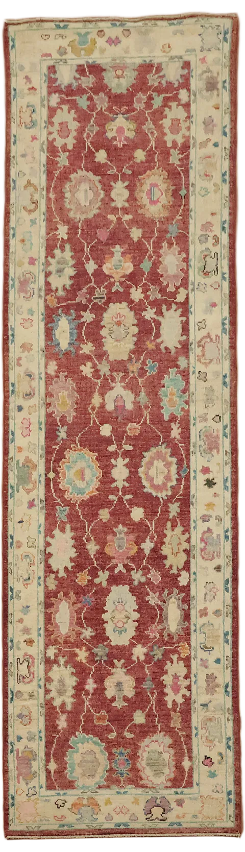 Stunning! All Over Floral Oriental Wool Oushak Turkish Runner Rug 3x10