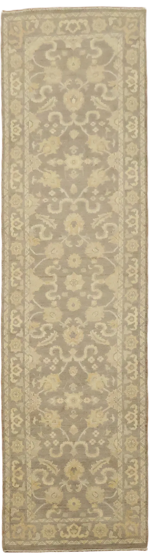 Vegetable Dye Muted Oriental Oushak Turkish Runner Rug 3x10