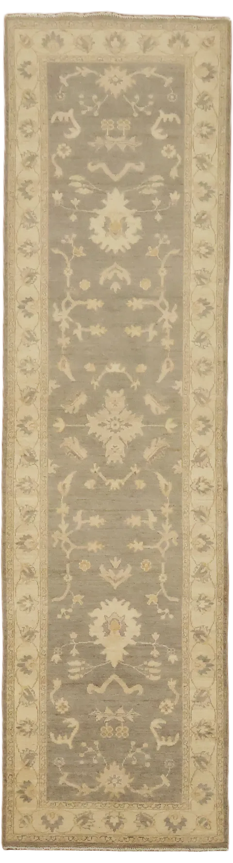 Muted All Over Floral Oriental Wool Oushak Turkish Runner Rug 3x10
