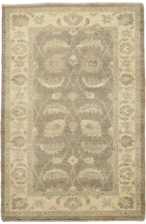 Vegetables Dye Wool Oushak Turkish Rug 3x4
