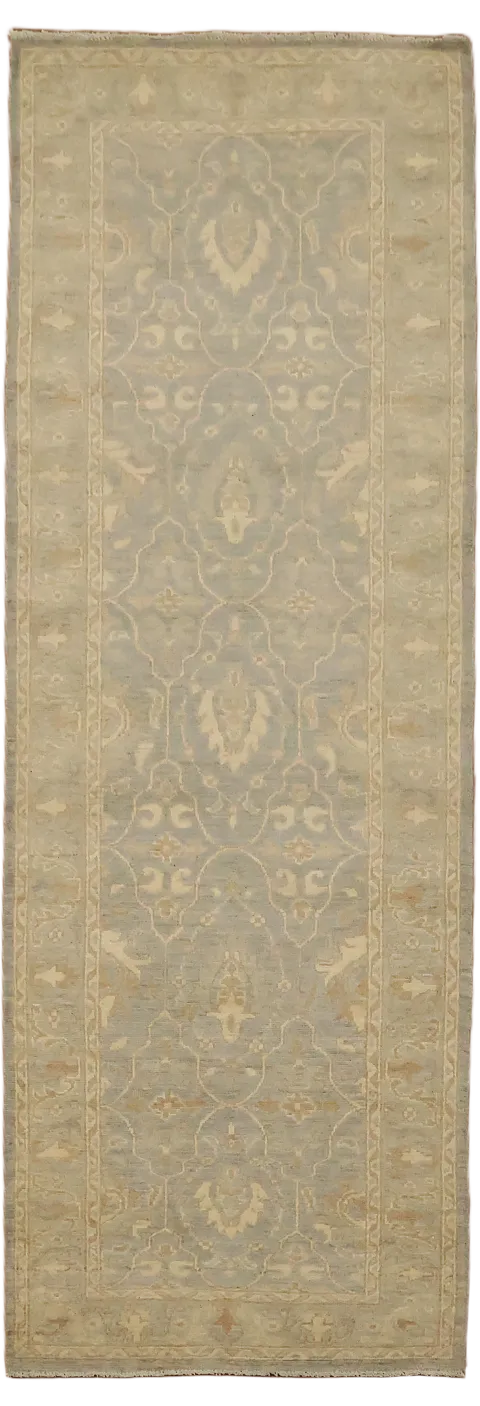 Grey Top Quality Wool Oushak Turkish Runner Rug 3x8