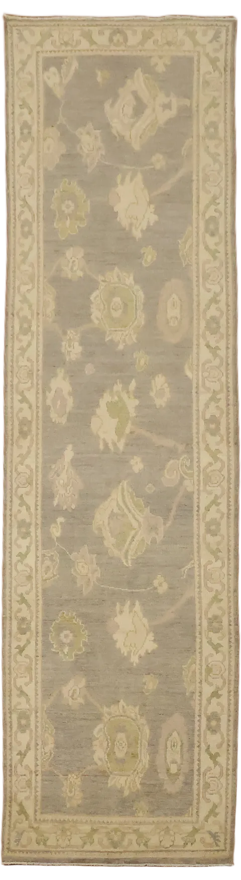 Vegetable Dye Wool Oushak Turkish Runner Rug 3x10