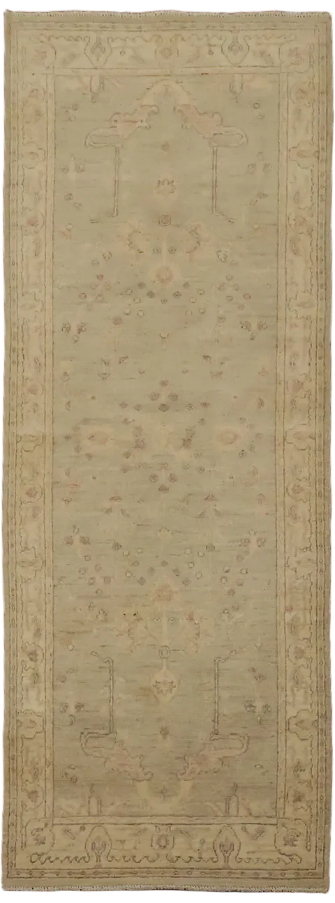 Oushak Turkish Runner Floral Wool  Rug 3x7