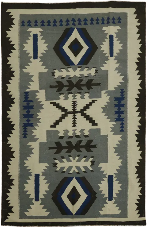 Traditional Navajo Kilim Flat-Weave Tribal Rug 6'x9'