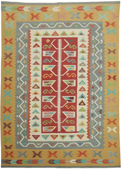 Stunning Hand Woven Wool Kilim Turkish Area Rug 9x12