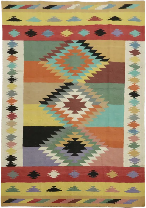 Hand Woven Wool Kilim Turkish Area Rug 6x8