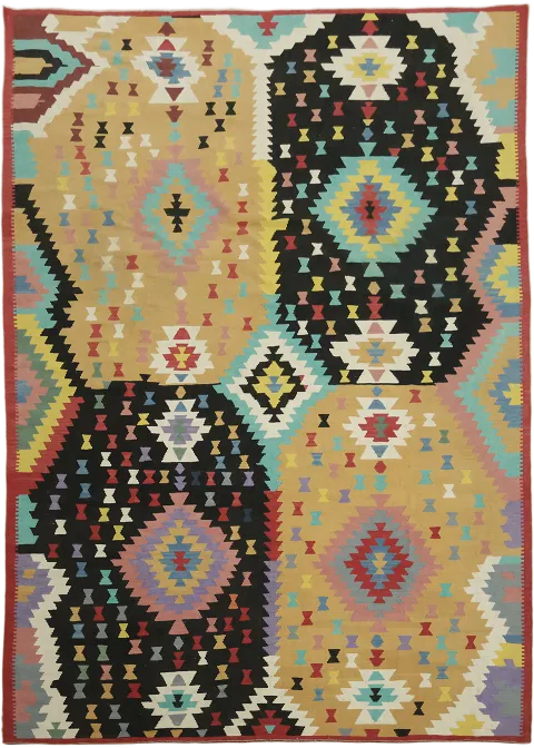 Stunning Wool Kilim Turkish Area Rug 10x14