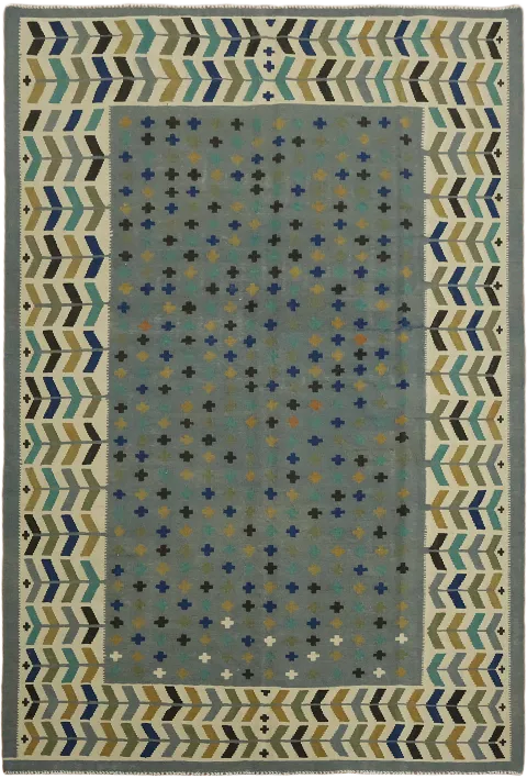 Hand Woven Contemporary Wool Kilim Turkish Area Rug 7x10