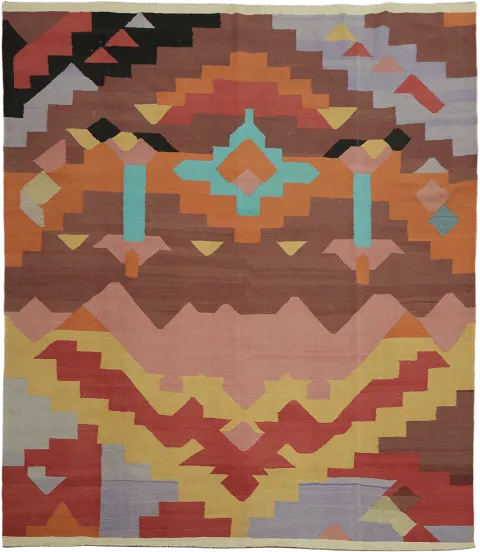 Wool Geometric Kilim Turkish Area Rug 8x10