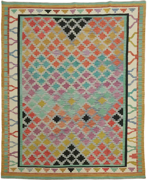 Contemporary Wool Kilim Turkish Area Rug 8x10