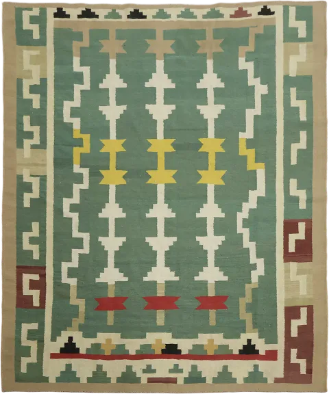 Green Flat Weave Kilim Turkish Area Rug 8x10