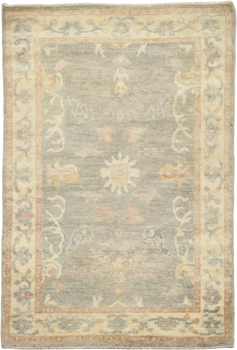 Oushak Turkish Floral Wool  Rug 3x4