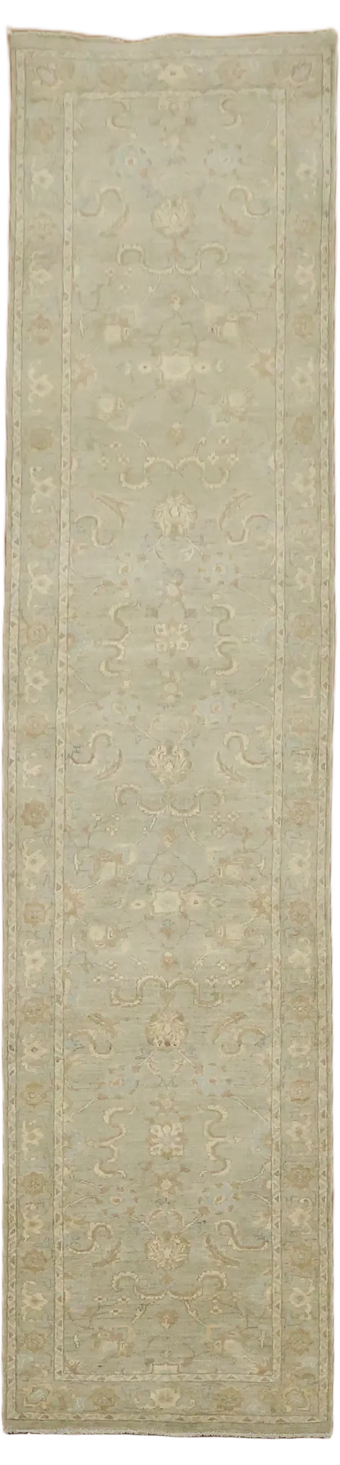 Flora Vegetable Dye Wool Oushak Turkish Runner Rug 3x11