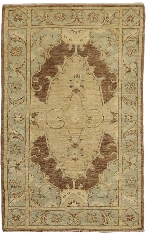Vegetable Dye Wool Oushak Turkish Rug 3x4