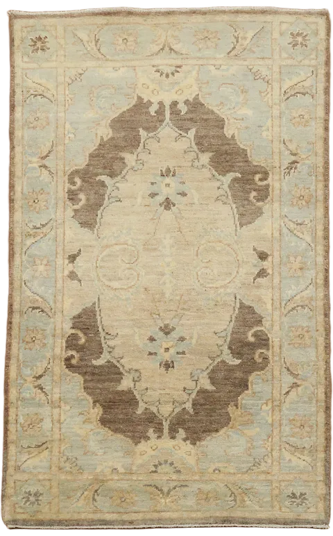 Vegetable Dye Wool Oushak Turkish Rug 3x4