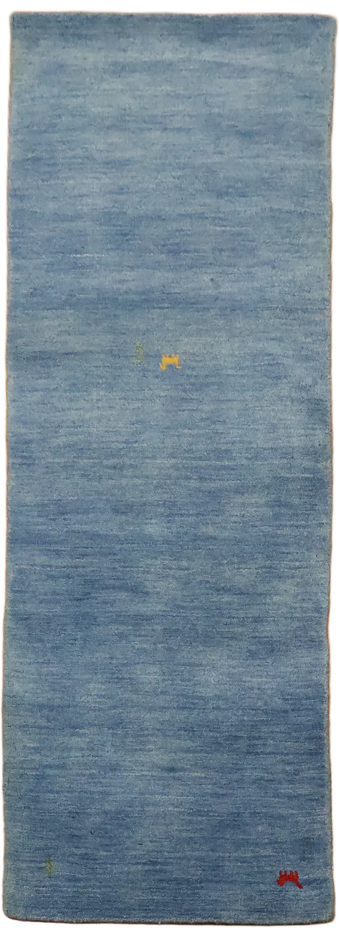Elegant Gabbeh Blue Runner Rug with Contemporary Design 6' 5'' x 2' 4''