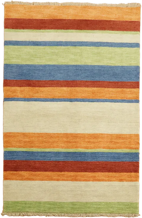 4x6 Vibrant Gabbeh Hand-Knotted Striped Rug